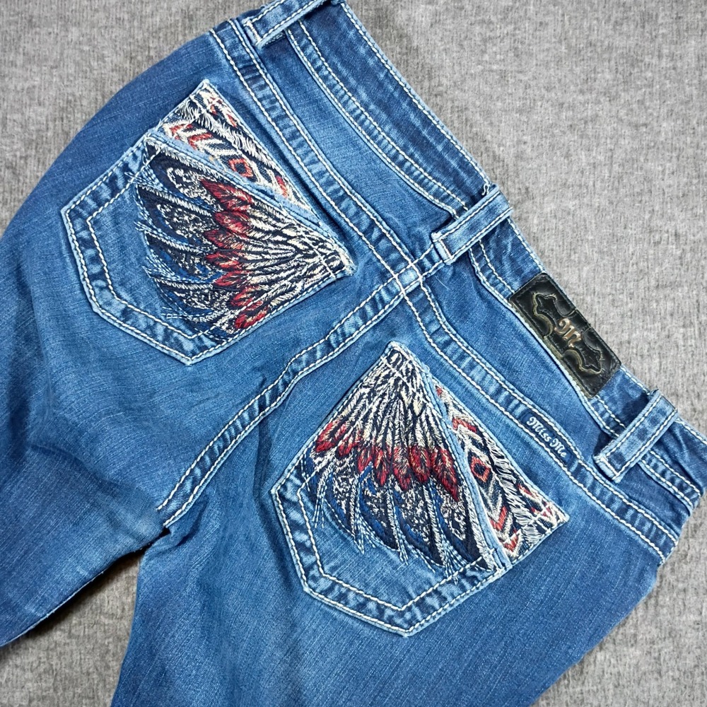 Miss Me Bootcut Jeans Women 27 Blue Wing Embroidery MP7758B